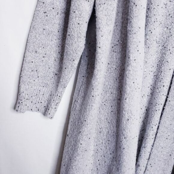 Lane Bryant Taupe Sequined Long Line Cardigan Sweater Duster Women's Size 14/16 - Picture 3 of 8